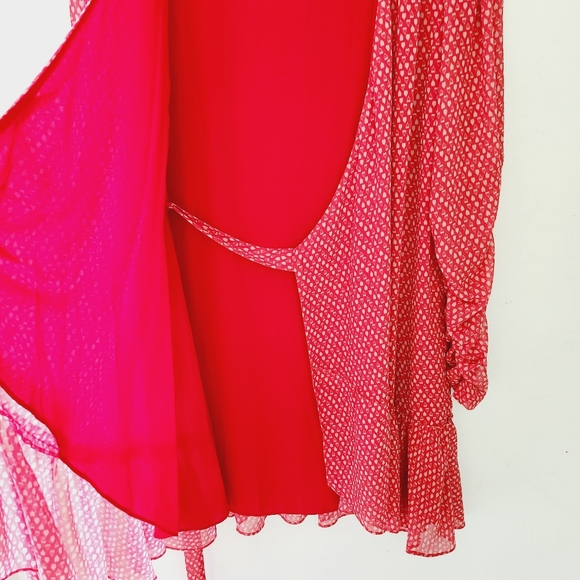 ALL SAINTS Flores hearts print wrap dress, ruched sleeve - Picture 8 of 9